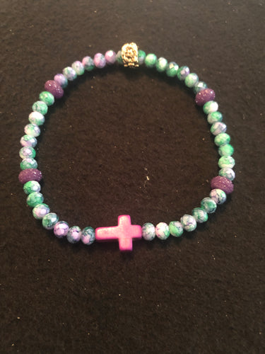 Purple Cross Anklet