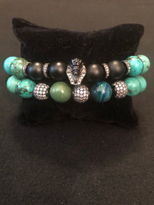 Pharaoh Stack Turquoise Colored Howlite