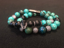 Load image into Gallery viewer, Pharaoh Stack Turquoise Colored Howlite